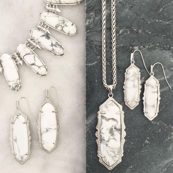 Kendra Scott Silver Frances White Howlite Pendant Necklace - Picture 3 of 6